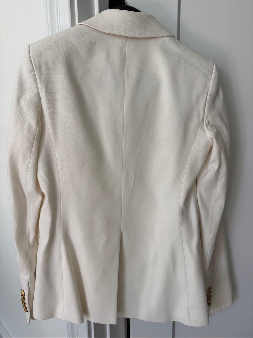 Veronica Beard White Linen Miller Dickey Jacket Gold Buttons Size 4 - Picture 5 of 8